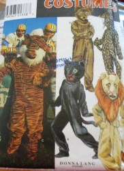 8222 8230 SIMPLICITY MASCOT BEAR, PANTHER, LION, TIGER COSTUME PATTERN KID, ADULT